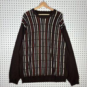 Miko 3D Knit‎ Sweater Brown White Orange Size XL Streetwear Hip Hop COOGI STYLE